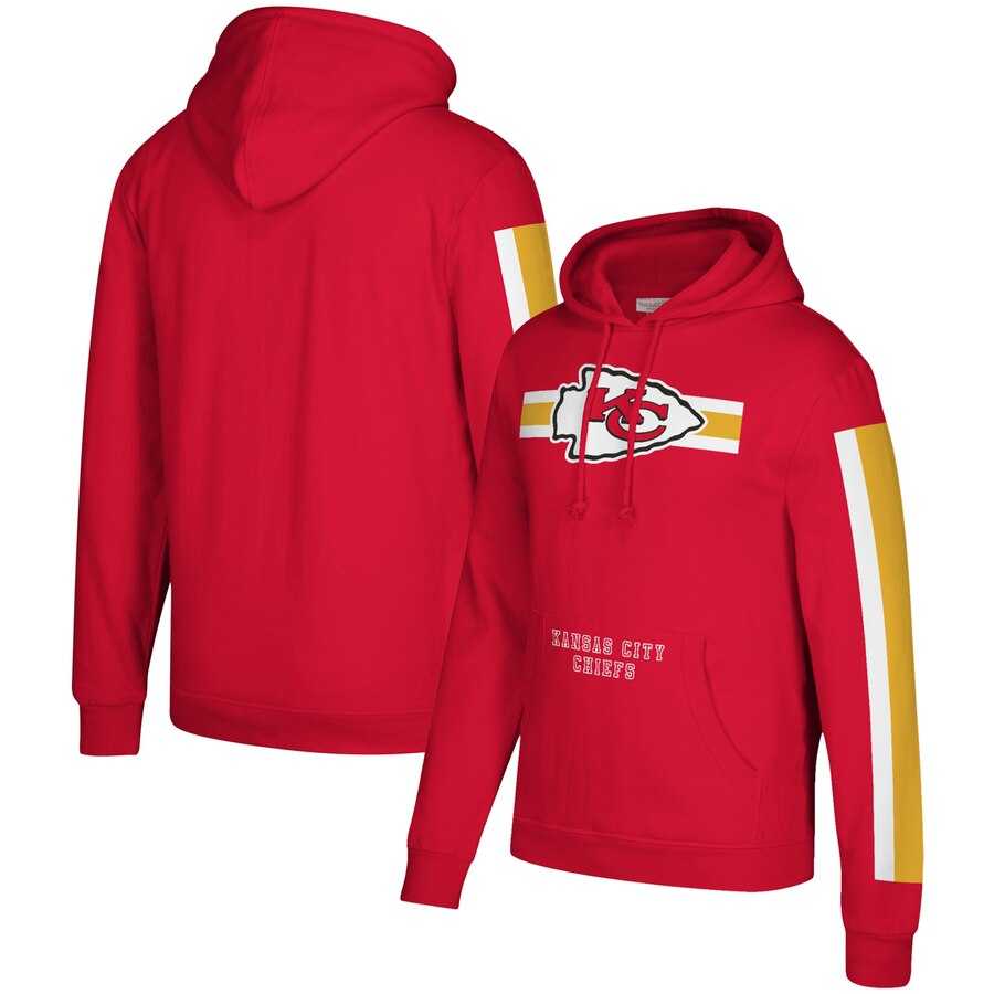 Kansas City Chiefs Mitchell & Ness Three Stripe Pullover Hoodie Red,We sell and wholesale Kansas City Chiefs Mitchell & Ness Three Stripe Pullover Hoodie Red on line form chian!